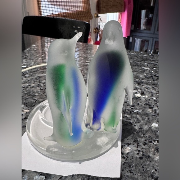 🐧 ❄️Vintage Party Lite Frosted Glass Penguin Tea Light Holder - P7196 ❄️🐧 - Picture 10 of 14